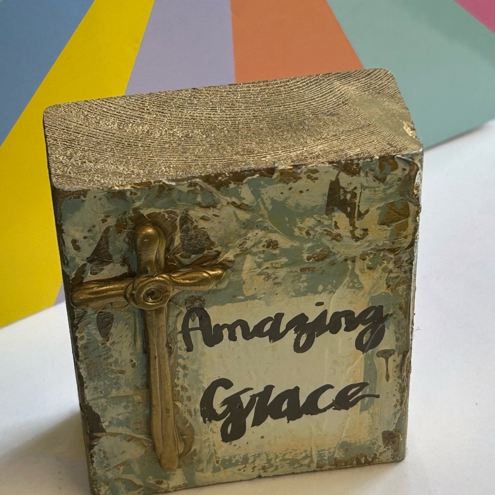 Gold and Cream Decorative Block with Cross